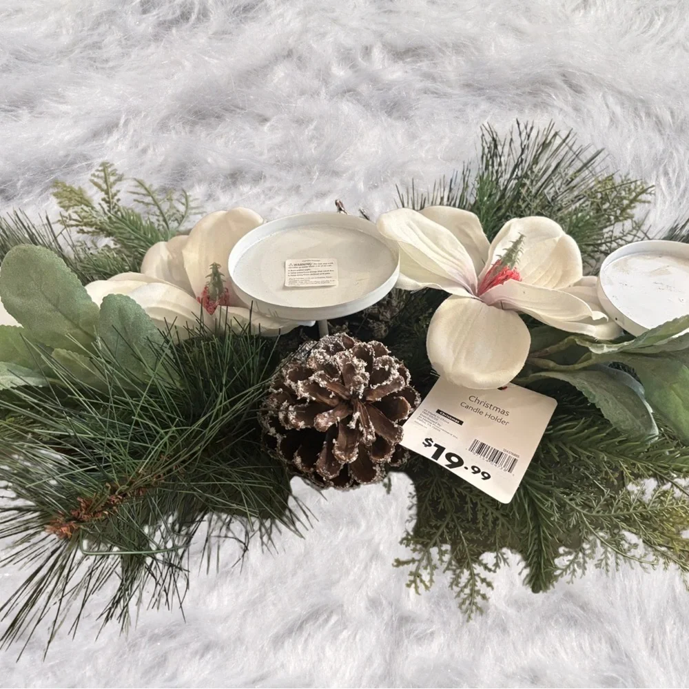 Festive Floral Candle Holder Centerpiece
